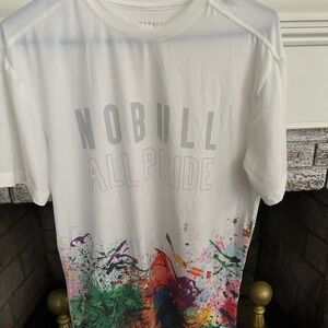 NOBULL All Pride limited edition art White T-Shirt with Colorful Splatter